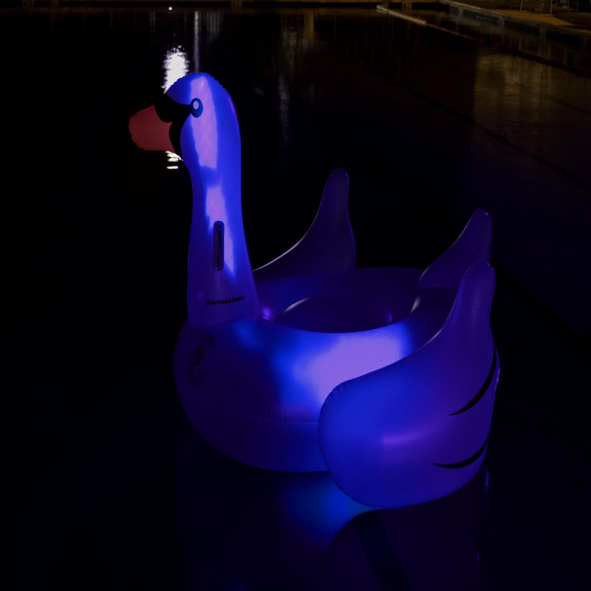  Swim Central Inflatable LED Lighted Color Changing Swimming Pool Ride-on Swan Float Lounger - 75