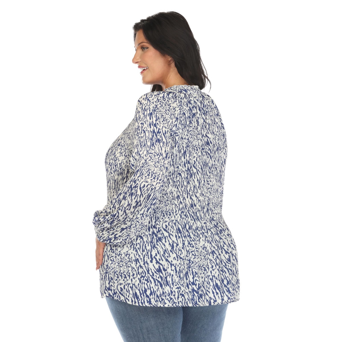  White Mark Plus Size Printed Peasant Blouse - 1X - Bonton