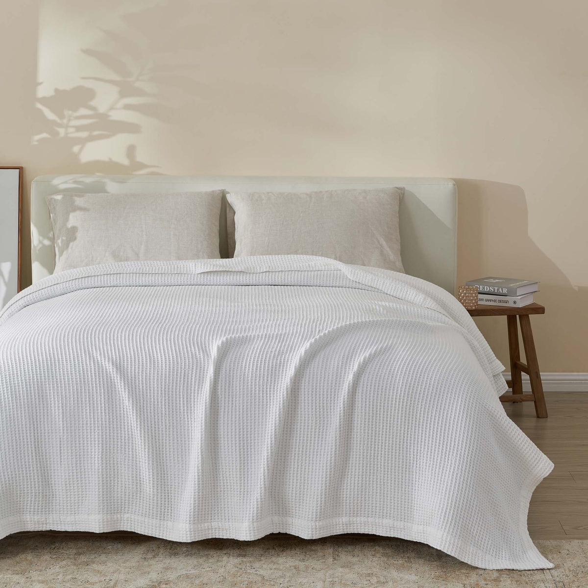  Patina Vie Maison Patina Vie Maison 100% Cotton All-Season Waffle Weave Knit Throw Blanket - Full / Queen - Bonton