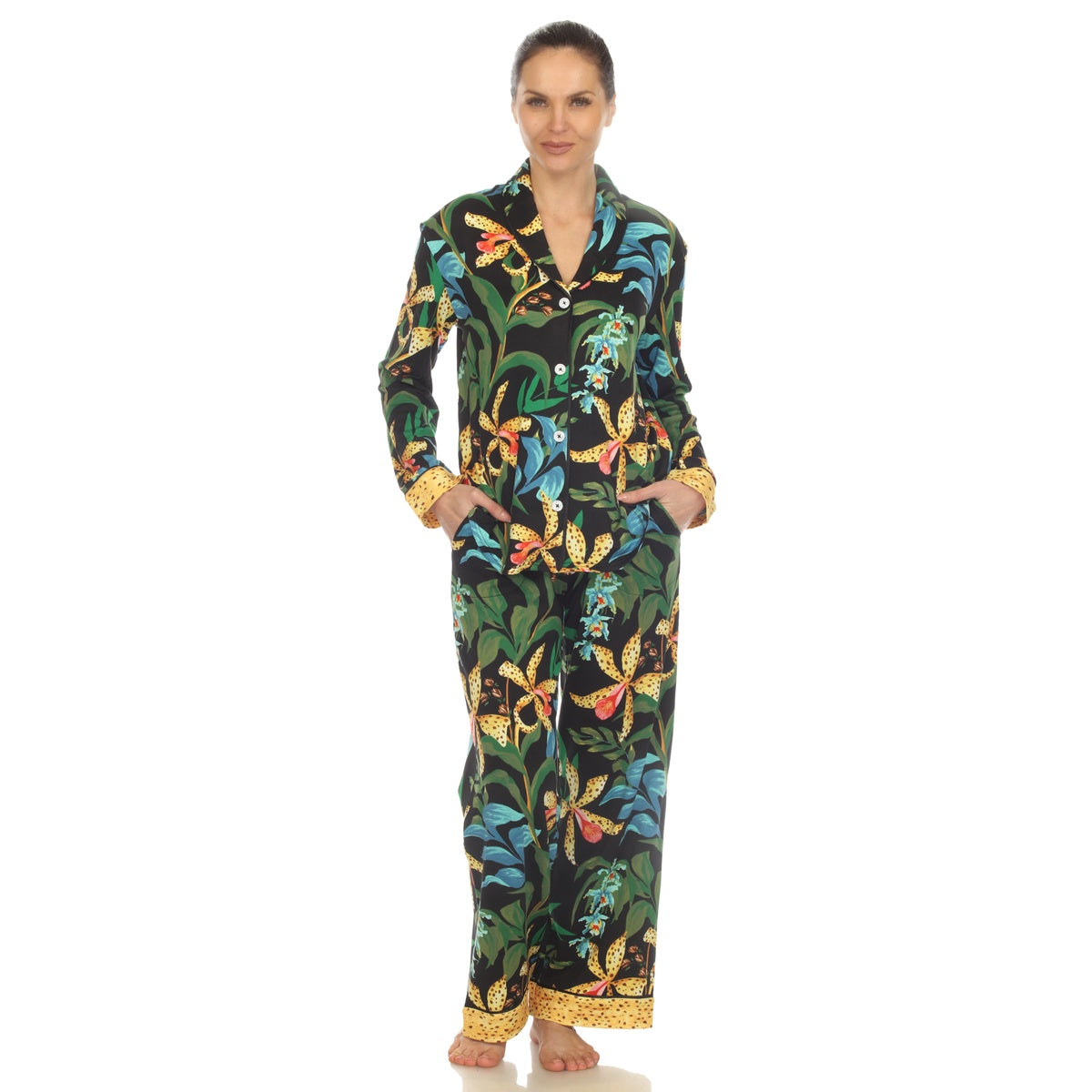  White Mark Women's Two Piece Wildflower Print Pajama Set - XL - Bonton