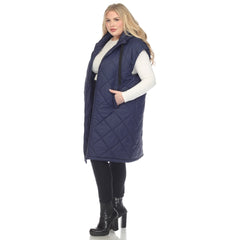 Plus Size Diamond Quilted Hooded Puffer Vest