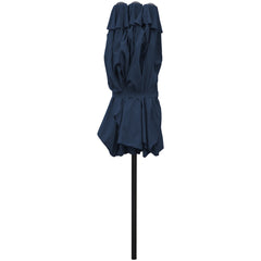 15' Outdoor Patio Market Umbrella With Hand Crank  Navy Blue