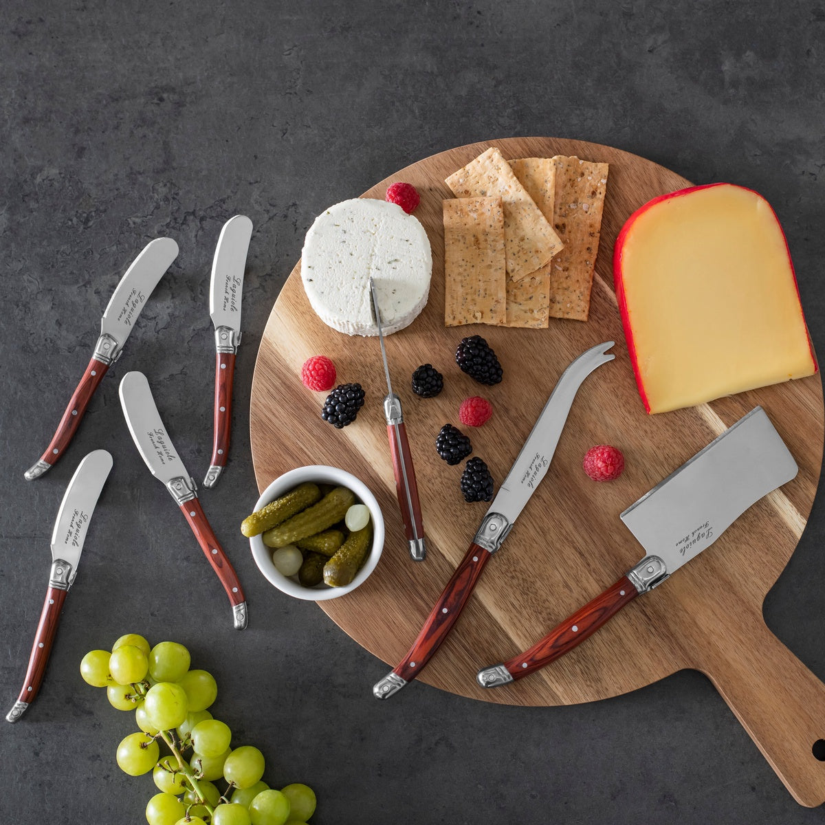  French Home Laguiole Cheese Knives and Spreaders With Pakkawood Handles and Serving Board - Default Title - Bonton