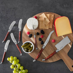 Laguiole Cheese Knives and Spreaders With Pakkawood Handles and Serving Board