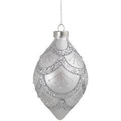 5" Silver Glitter Cosmoid Finial Glass Christmas Ornament