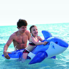 57" Blue and White Whale Ride-on Pool Float