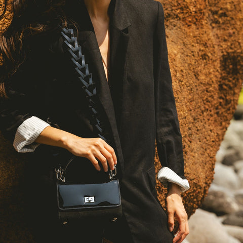 Lili Bag - Black Patent & Suede