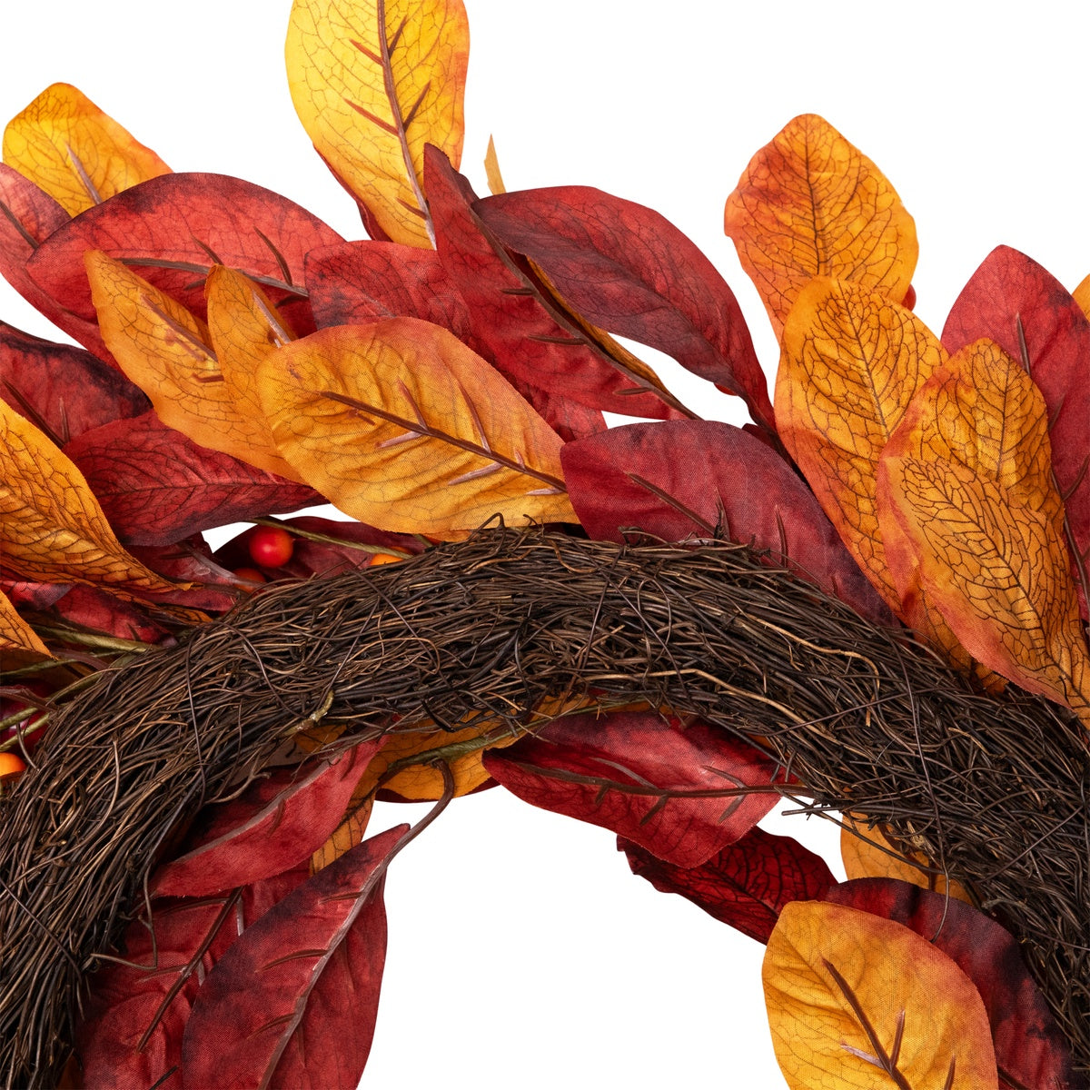  Northlight Berries With Leaves Artificial Fall Harvest Twig Wreath  24-Inch  Unlit - Default Title - Bonton