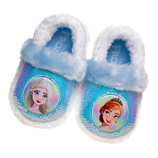 Disney Frozen Girls' Slippers - Elsa and Anna Plush Lightweight Warm Comfort Soft Aline House Shoes  Blue Purple (Sizes 5-12 Toddler)