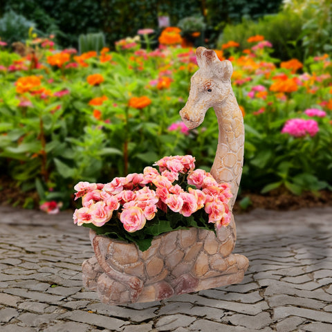 Giraffe Outdoor Ceramic Garden Planter - 17"