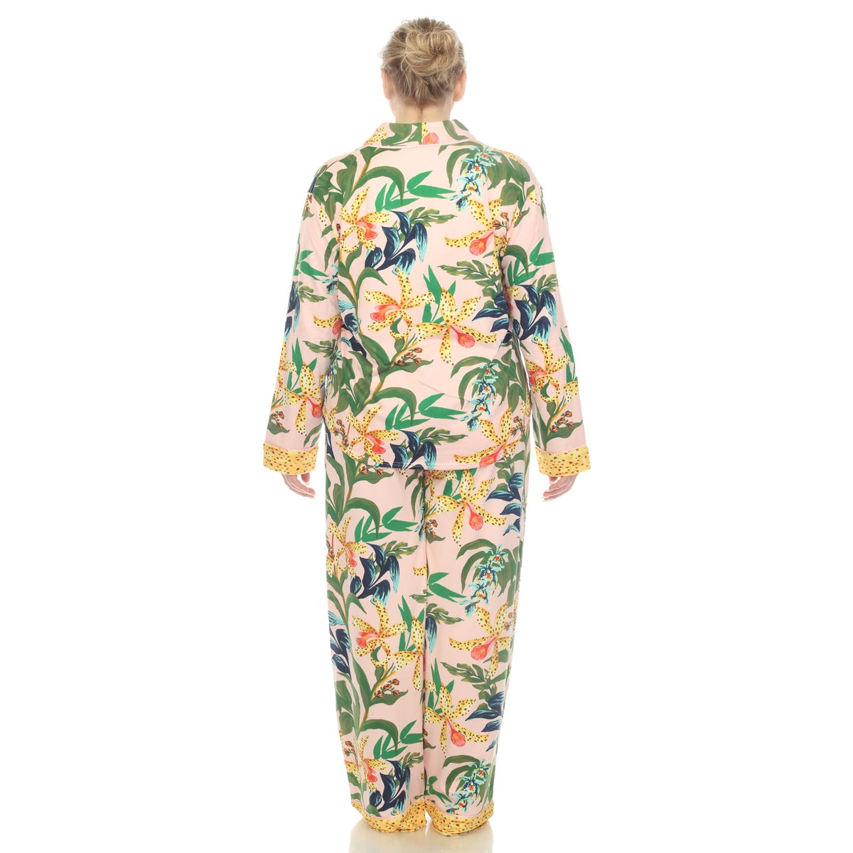  White Mark Plus Size Two Piece Wildflower Print Pajama Set - 1X - Bonton