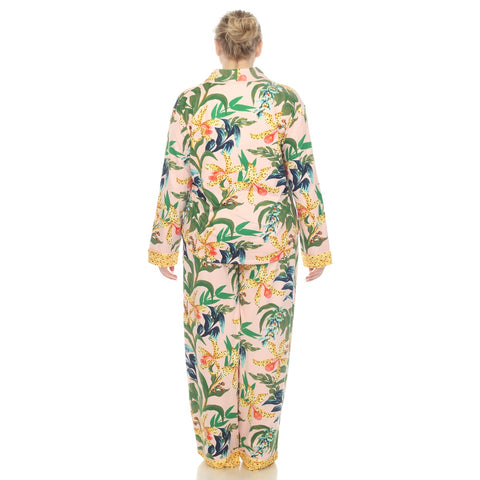 Plus Size Two Piece Wildflower Print Pajama Set