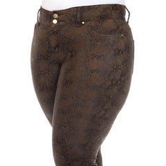 Plus Size Faux Suede Snake Print Pants