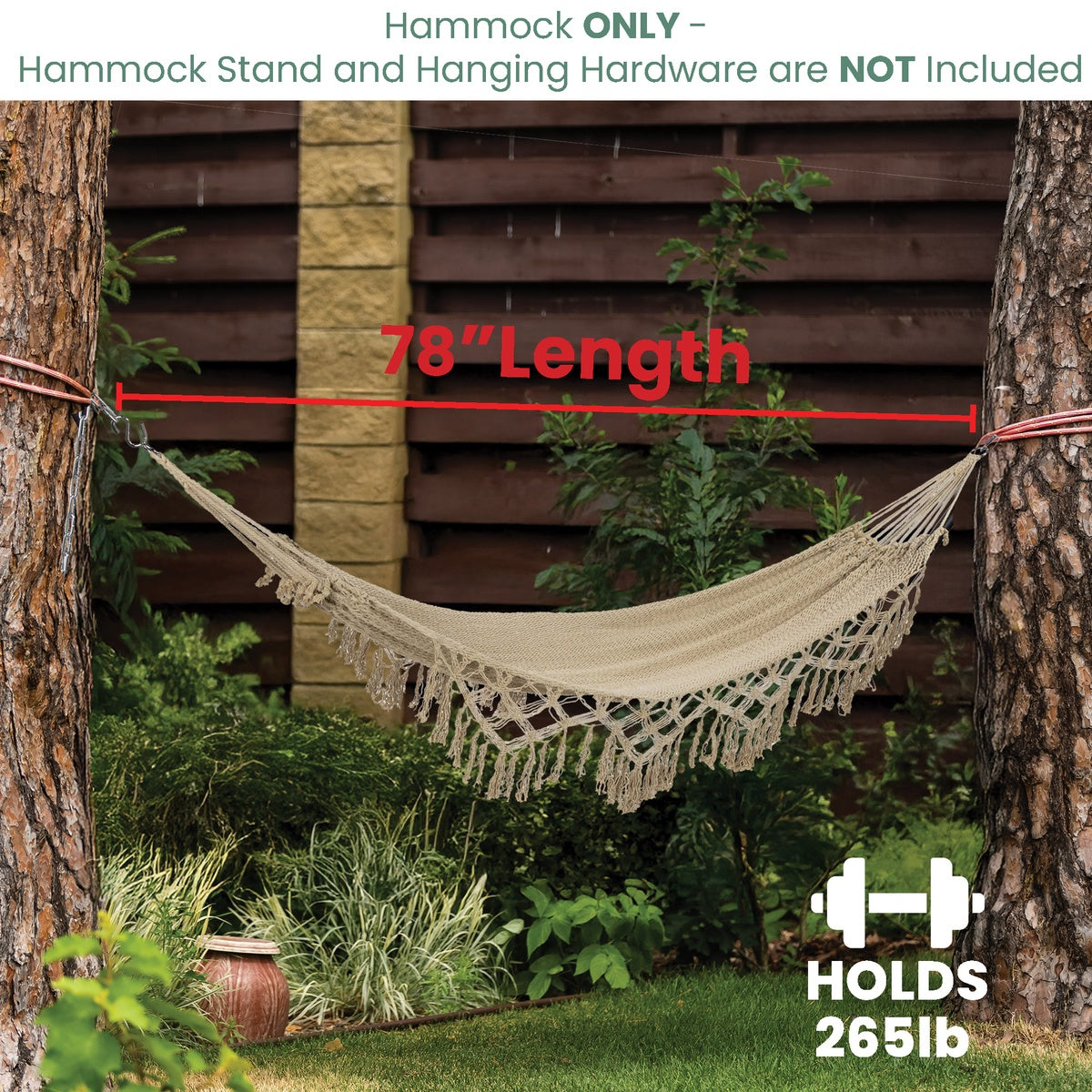  Northlight Macrame Hammock With Patterned Tassels - 78