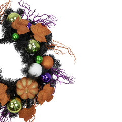 Jack-O-Lantern in Witches Hat Halloween Pine Wreath  24-Inch  Unlit