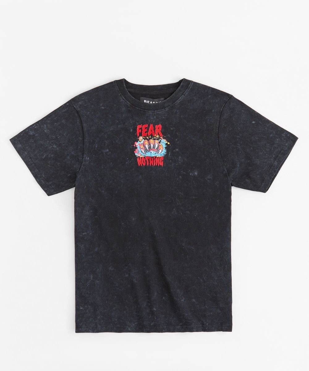  Reason Clothing Stay Wild Embroidered Short Sleeve Tee - Charcoal - CHARCOAL - Bonton