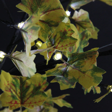 5' Pre-Lit LED Lighted Fall Harvest Yellow Maple Leaf Artificial Tree - White Lights