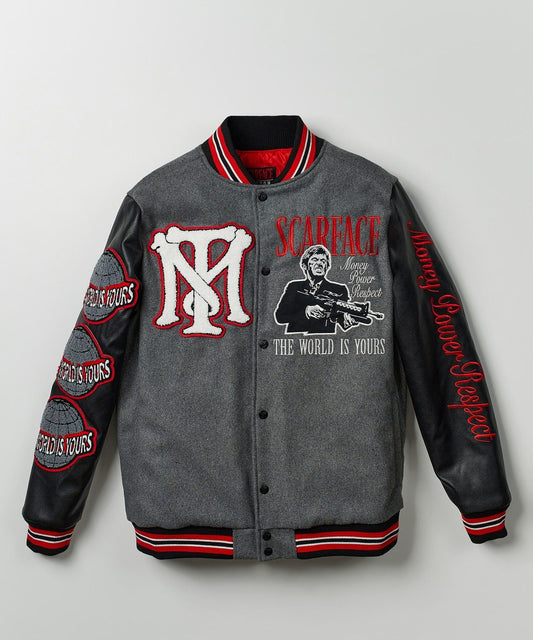 Scarface the World Varsity Jacket - Black and Grey