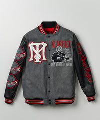 Scarface the World Varsity Jacket - Black and Grey