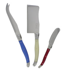 3 Piece Laguiole Cheese Set - Red, Blue & White