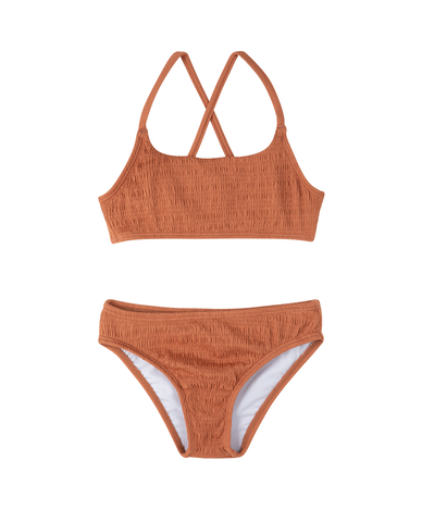 Beach Day Textured Criss Cross Strap Swim Set