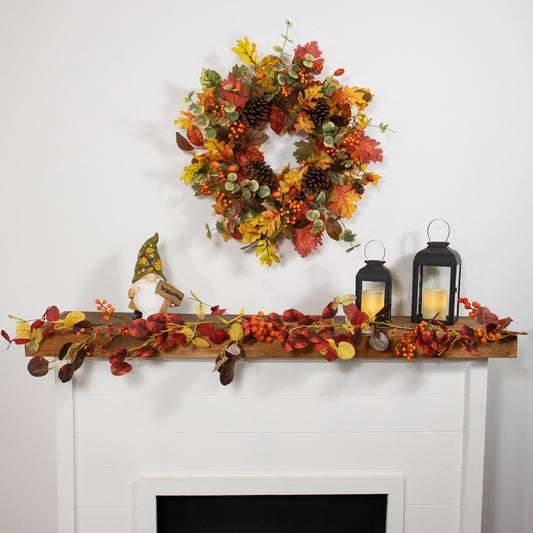 5' X 8" Berries and Leaves Artificial Fall Harvest Garland  Unlit