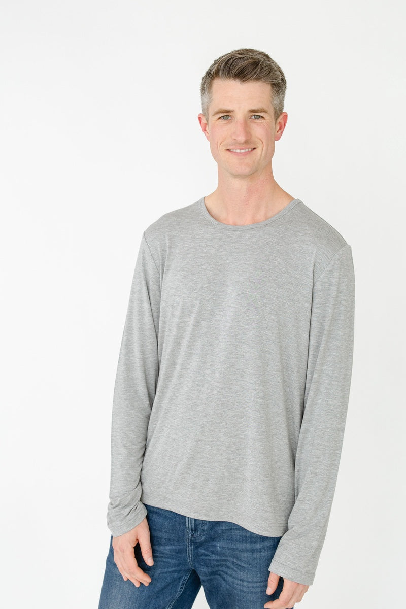  Cabana Life Grey Bamboo Long Sleeve Sun Shirt - S - Bonton