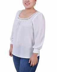 Plus Size 3/4 Sleeve Square Neck Blouse