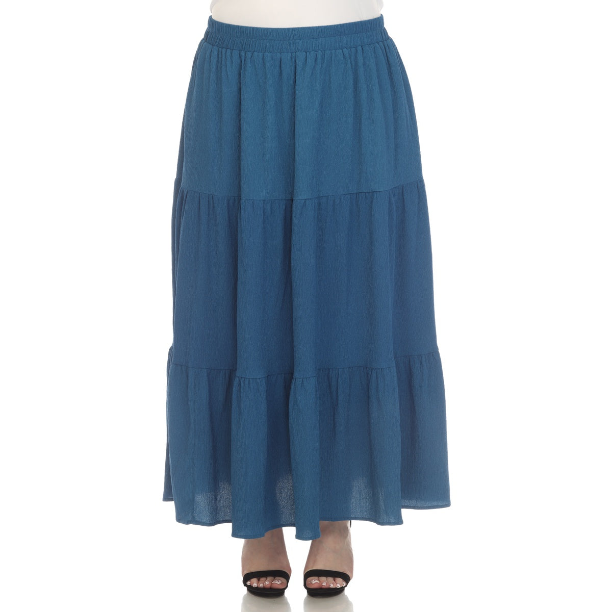  White Mark Plus Size Pleated Tiered Maxi Skirt - 1X - Bonton