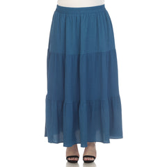 Plus Size Pleated Tiered Maxi Skirt