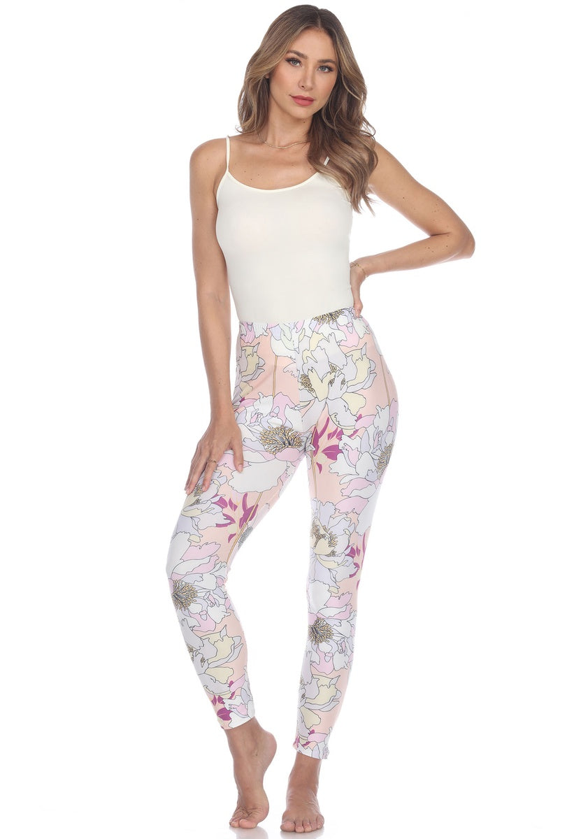  White Mark Super Soft Tropical Printed Leggings - one size - Bonton