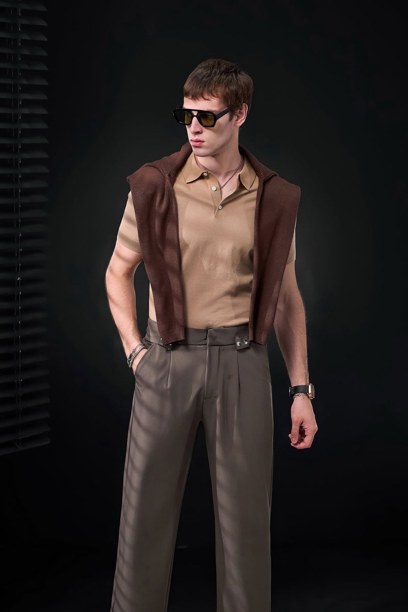  Barocco Kingsley Side-Tab Trousers BROWN - BROWN - Bonton
