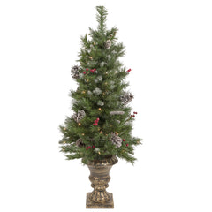 Pre-Lit Battery Operated Frosted Verona Berry Pine Artificial Christmas Set - 5-Piece - Clear Lights