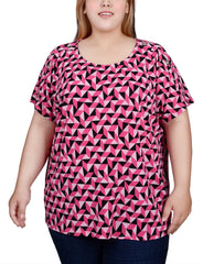 Plus Size Short Sleeve Extended Sleeve Tunic Top