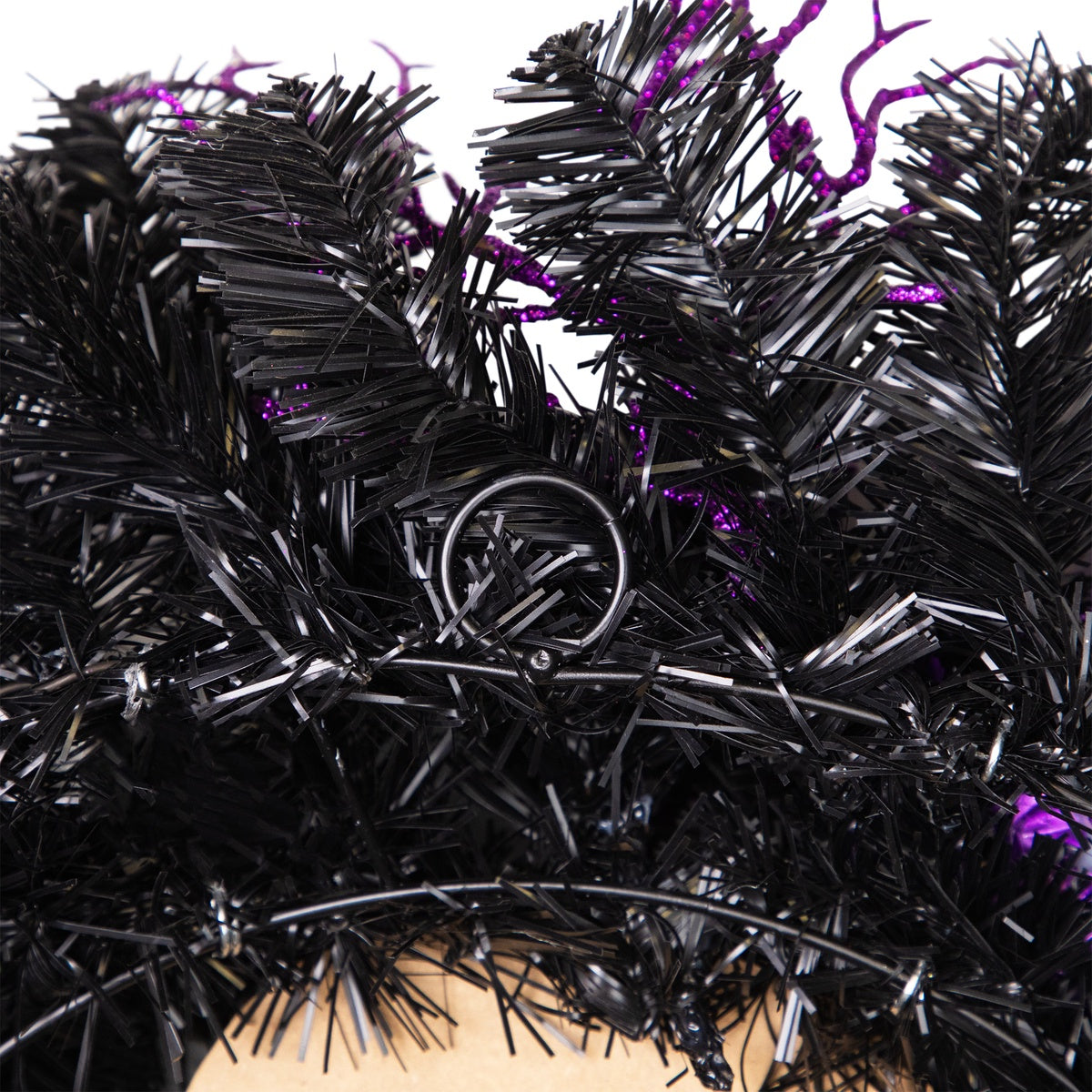  Northlight Purple and Black Spooky Skeleton Pine Halloween Wreath  24-Inch  Unlit - Default Title - Bonton