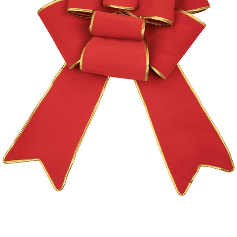Giant 3D 11-Loop Velveteen Commercial Christmas Bow With Trim - 40" - Red and Gold