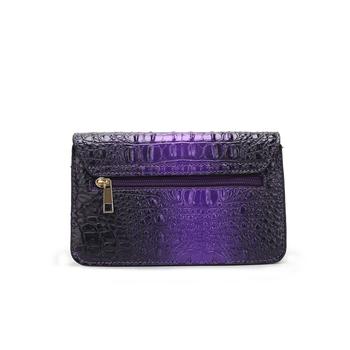  MKF Collection Vanta Croc-Embossed Saddle Bag - Purple - Bonton