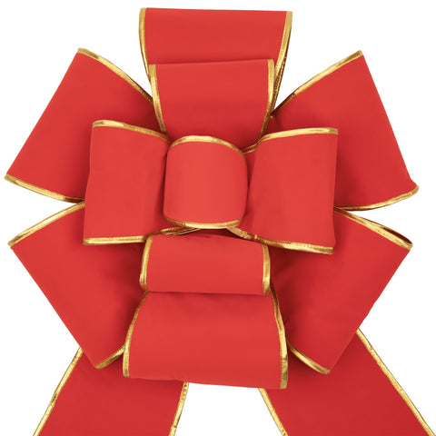Giant 3D 11-Loop Velveteen Commercial Christmas Bow With Trim - 40" - Red and Gold