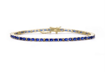  Rachel Glauber Genevive 4K Gold Plated Cubic Zirconia Tennis Bracelet in Emerald, Ruby, and Sapphire - 7.25 inch - Bonton