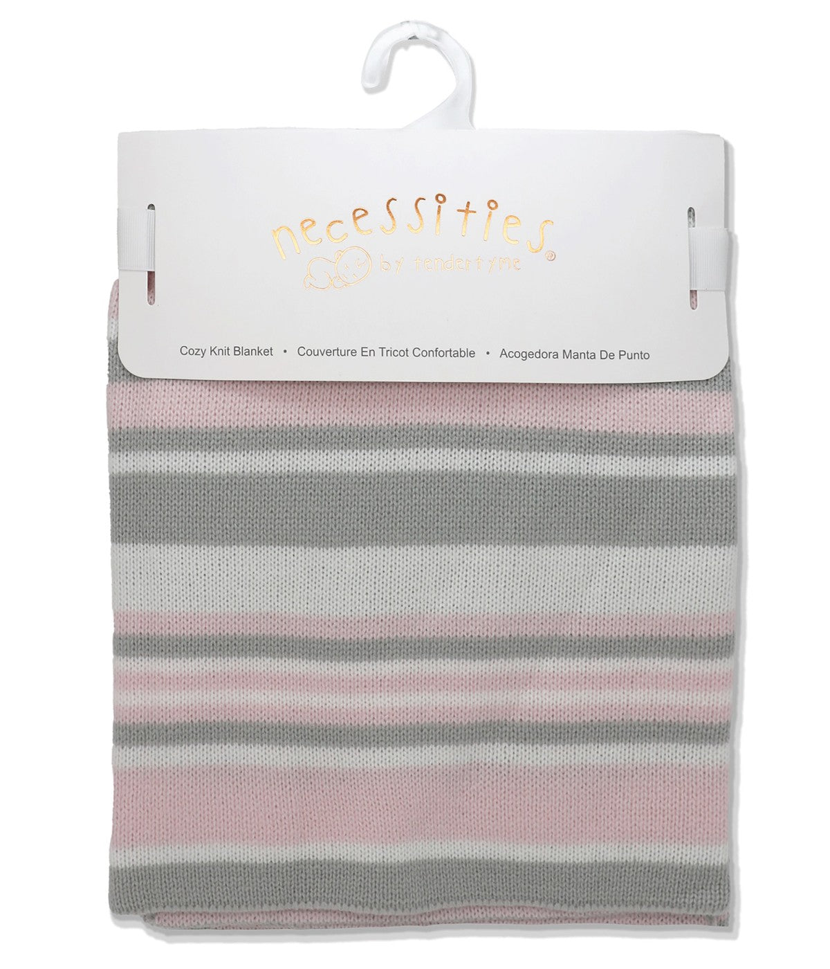 Baby Boys and Girls Striped Knit Blanket Pink
