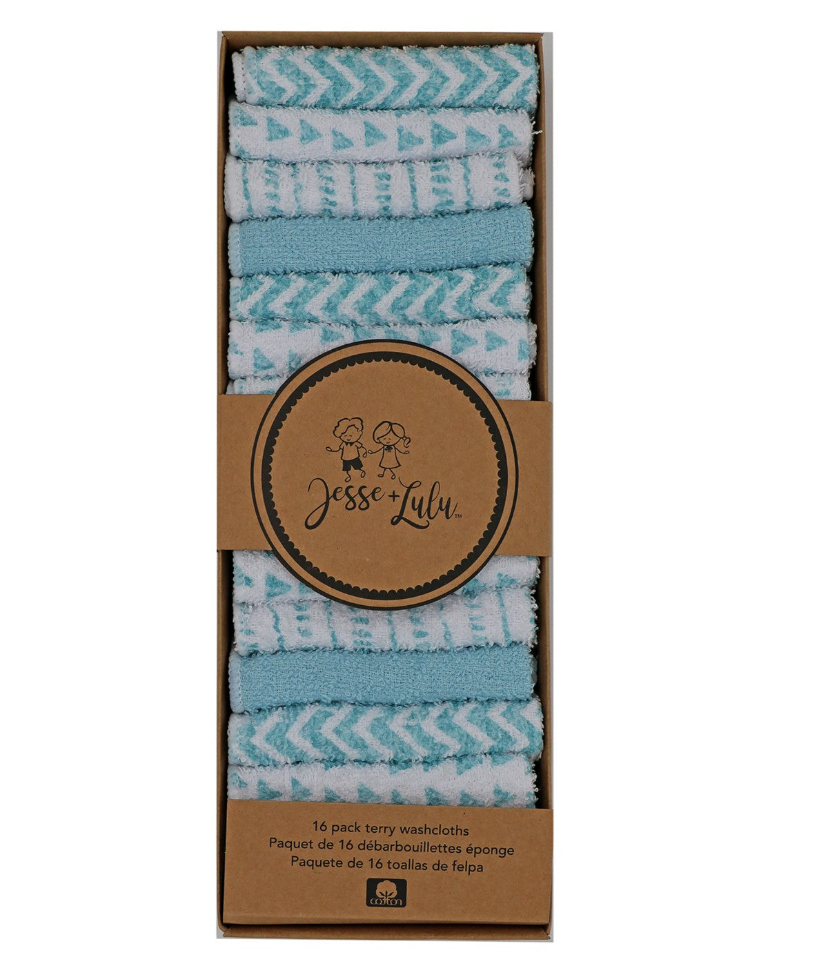  Jesse & Lulu Baby Boys and Girls 16 Pack Baby Washcloths Blue - Blue - Bonton