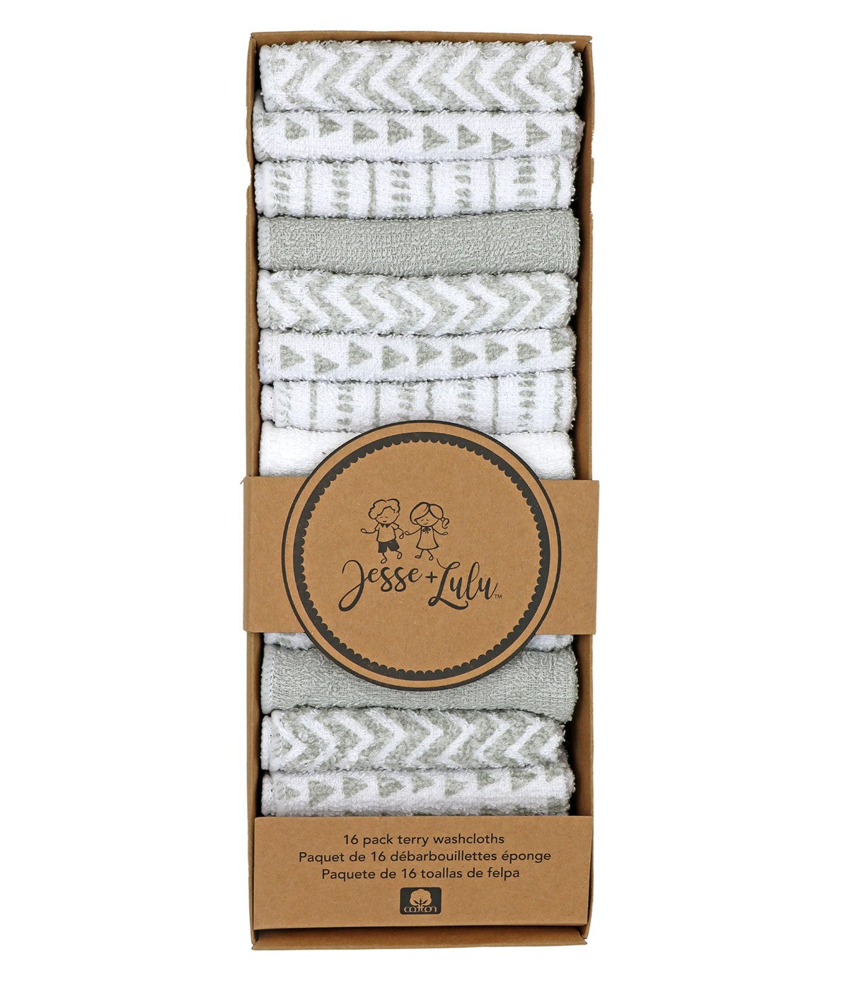 Baby Boys and Girls 16 Pack Baby Washcloths Gray