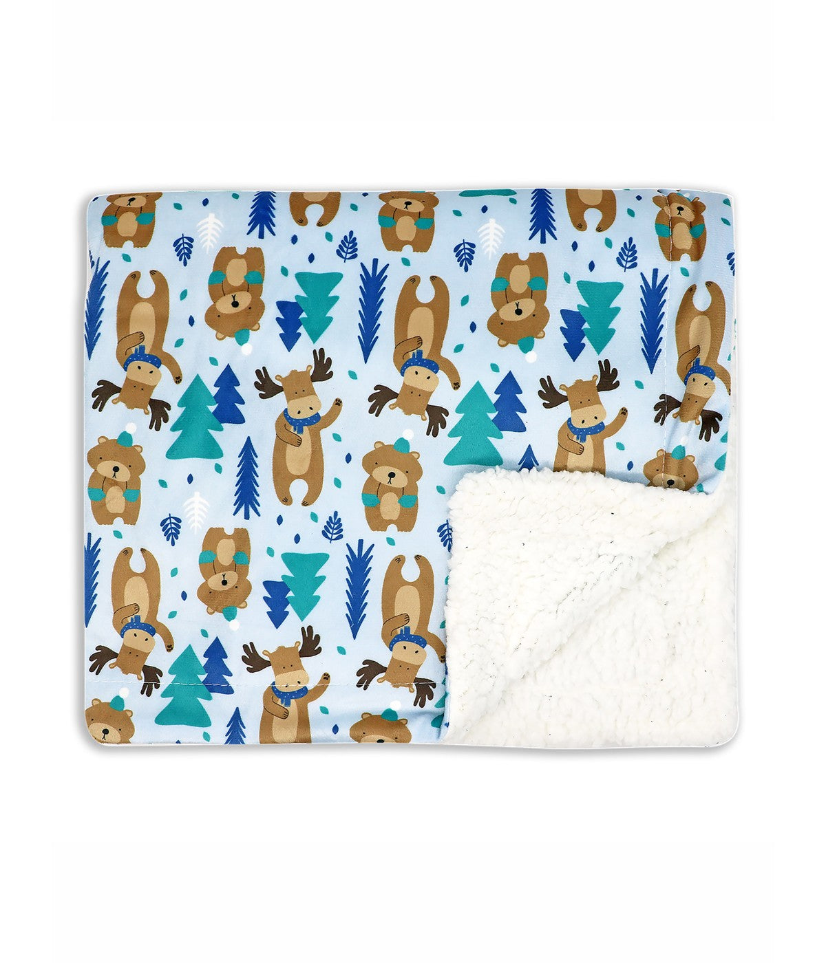  Jesse & Lulu Baby Boys and Baby Girls Minky Sherpa Baby Blanket Blue Moose - Blue Moose - Bonton