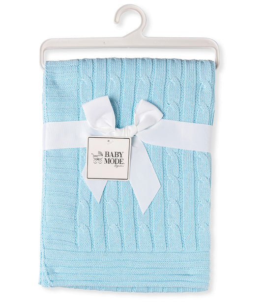 Baby Boys and Baby Girls Cotton Cable Knit Baby Blanket Blue