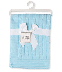 Baby Boys and Baby Girls Cotton Cable Knit Baby Blanket Blue