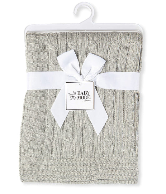 Baby Boys and Baby Girls Cotton Cable Knit Baby Blanket Gray