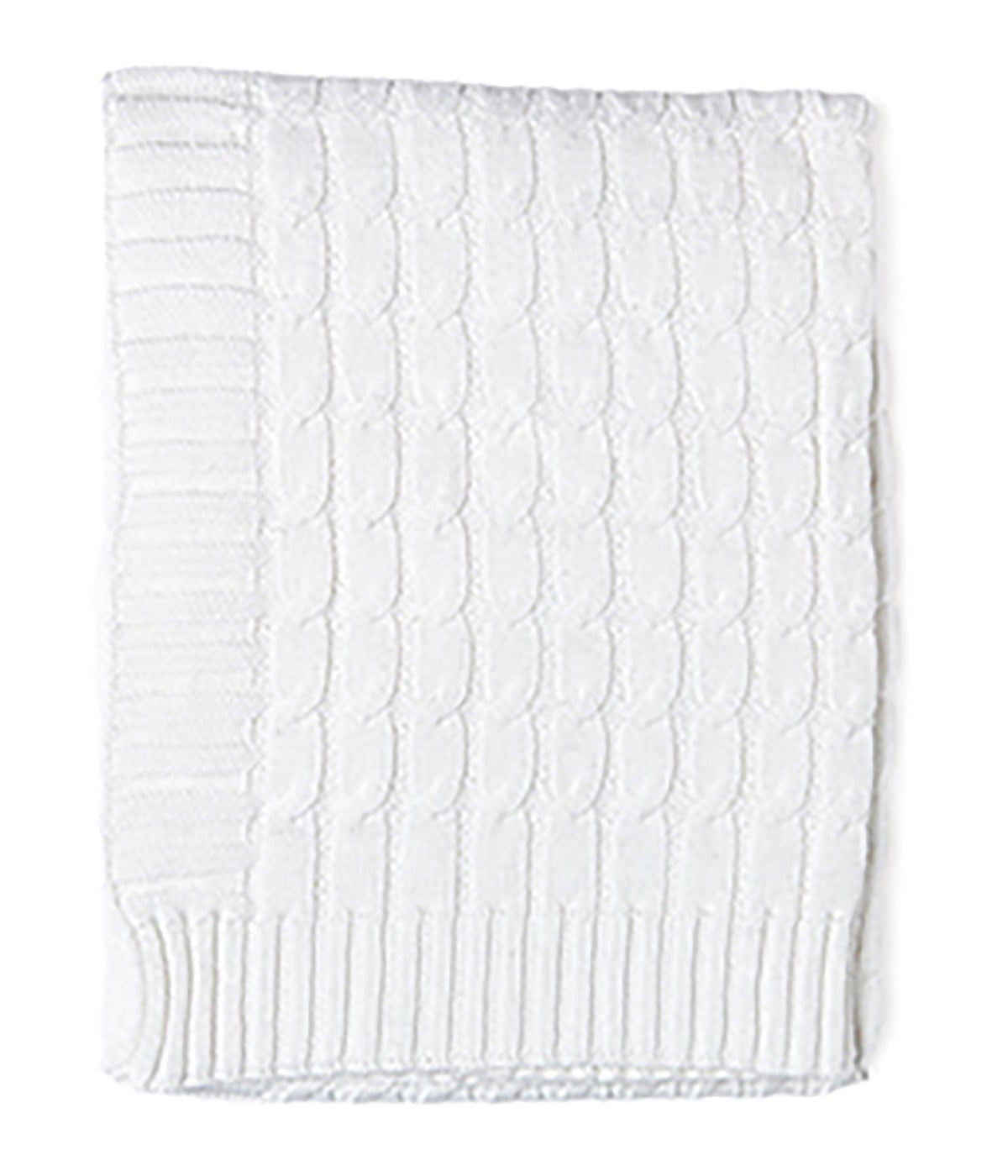  Jesse & Lulu Baby Boys and Baby Girls Cotton Cable Knit Baby Blanket White - White - Bonton