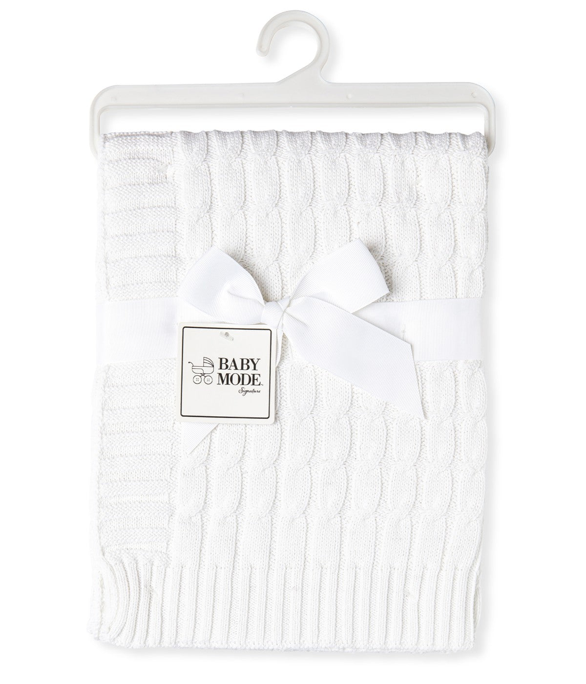  Jesse & Lulu Baby Boys and Baby Girls Cotton Cable Knit Baby Blanket White - White - Bonton