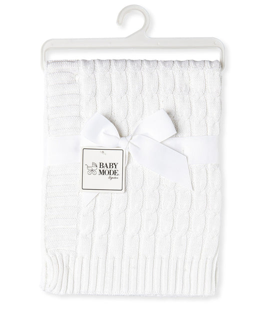 Baby Boys and Baby Girls Cotton Cable Knit Baby Blanket White