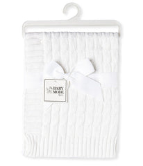 Baby Boys and Baby Girls Cotton Cable Knit Baby Blanket White